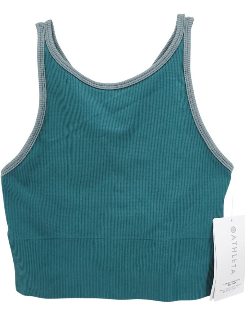 NWT ATHLETA Aurora High Neck Crop Tank Teal Blue Size XS
